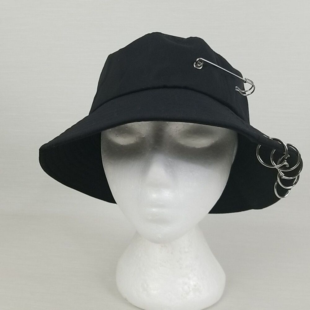Unbranded Pierced Black Bucket Hat Grunge